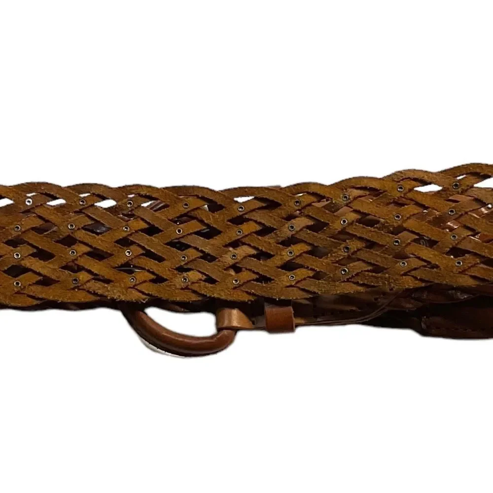 American Eagle Outfitters Brown Woven Genuine Leather Belt Size L/XL